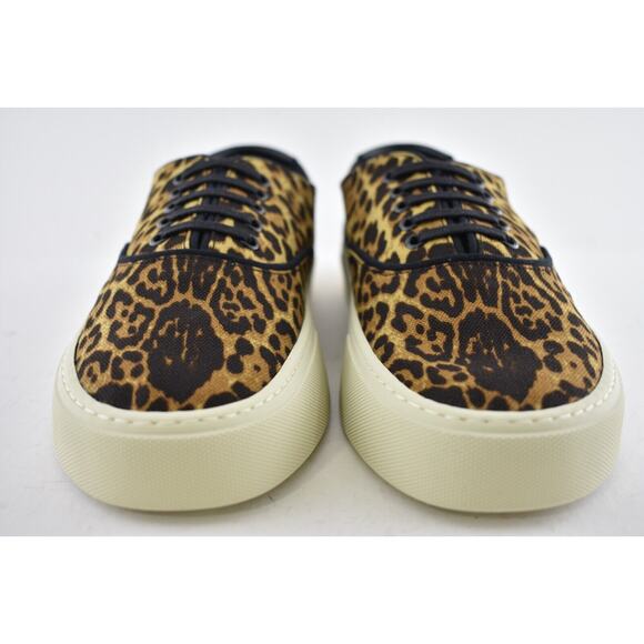 Saint Laurent Mens Venice Leopard Black Brown Flat Lace Up Low Top Sneaker 44 11 - Picture 5 of 10